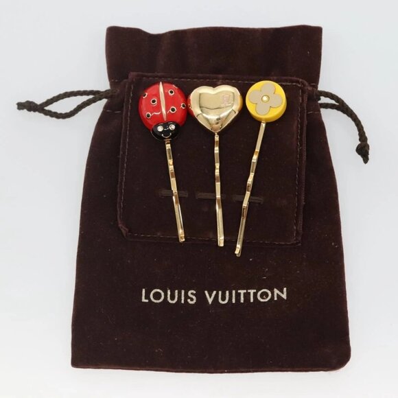 LOUIS VUITTON Kit Bullet Phrases Hair clip metal Gold M92349 LV Auth bs27708 - Picture 14 of 14